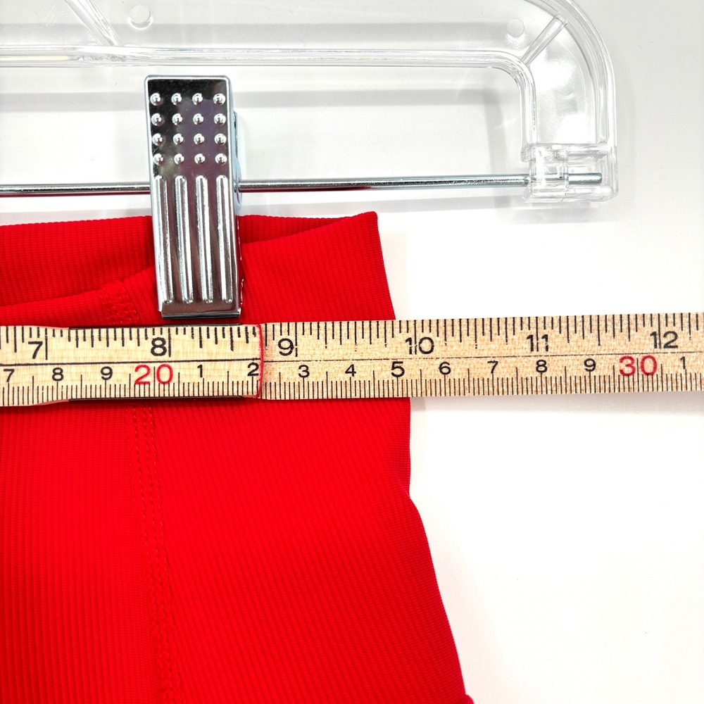 Wilo The‎ Label Red Ribbed Mid Rise Ruched Ankle Pull On Stretch Leggings XS - Picture 10 of 12